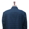 Mens Blazer Blue Green Geometric Check Wool Dress Formal Suit Jacket Wedding Sport Coat 48R