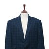 Mens Blazer Blue Green Geometric Check Wool Dress Formal Suit Jacket Wedding Sport Coat 48R