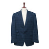 Mens Blazer Blue Green Geometric Check Wool Dress Formal Suit Jacket Wedding Sport Coat 48R