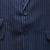 Mens Blazer Blue Beige Striped Geometric Wool Dress Formal Suit Jacket Wedding Sport Coat 48R