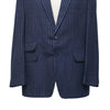 Mens Blazer Blue Beige Striped Geometric Wool Dress Formal Suit Jacket Wedding Sport Coat 48R