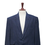 Mens Blazer Blue Beige Striped Geometric Wool Dress Formal Suit Jacket Wedding Sport Coat 48R