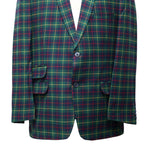 Mens Blazer Green Blue Red Tartan Plaid Check Wool 2 Button Dress Formal Suit Jacket Wedding Sport Coat 46R