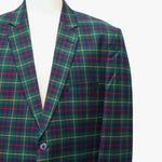 Mens Blazer Green Blue Red Tartan Plaid Check Wool 2 Button Dress Formal Suit Jacket Wedding Sport Coat 46R