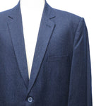 Mens Blazer Navy Blue Pinstripe Wool Handmade Dress Formal Suit Jacket Wedding Sport Coat 46R