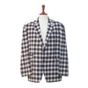 Mens Blazer Blue Beige Plaid Check Wool Handmade Dress Formal Suit Jacket Sport Coat 48R