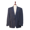 Mens Blazer Blue White Geometric Wool Handmade Dress Formal Suit Jacket Wedding Sport Coat 48R