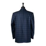 Mens Blazer Navy Blue Green Plaid Check 100% Wool Handmade Dress Formal Suit Jacket Sport Coat 44R