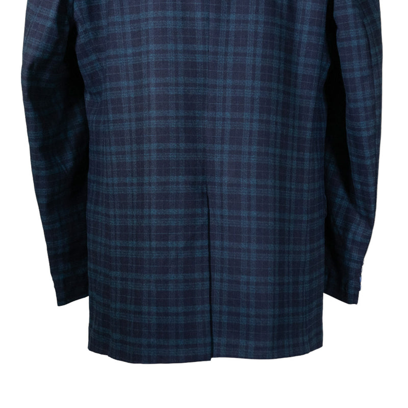 Mens Blazer Navy Blue Green Plaid Check 100% Wool Handmade Dress Formal Suit Jacket Sport Coat 44R
