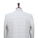 Mens Blazer White Blue Plaid Check Wool 2 Button Formal Dress Suit Jacket Wedding Sport Coat 44R