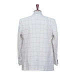 Mens Blazer White Blue Plaid Check Wool 2 Button Formal Dress Suit Jacket Wedding Sport Coat 44R