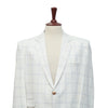 Mens Blazer White Blue Plaid Check Wool 2 Button Formal Dress Suit Jacket Wedding Sport Coat 44R