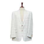 Mens Blazer White Blue Plaid Check Wool 2 Button Formal Dress Suit Jacket Wedding Sport Coat 44R