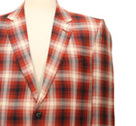 Mens Blazer Orange Beige Plaid Check Cotton Handmade Dress Formal Suit Jacket Wedding Sport Coat 44R