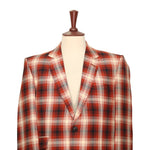 Mens Blazer Orange Beige Plaid Check Cotton Handmade Dress Formal Suit Jacket Wedding Sport Coat 44R