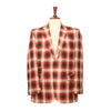 Mens Blazer Orange Beige Plaid Check Cotton Handmade Dress Formal Suit Jacket Wedding Sport Coat 44R