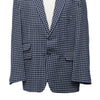 Mens Blazer Navy Blue White Geometric Wool 2 Button Dress Formal Suit Jacket Sport Coat 48R