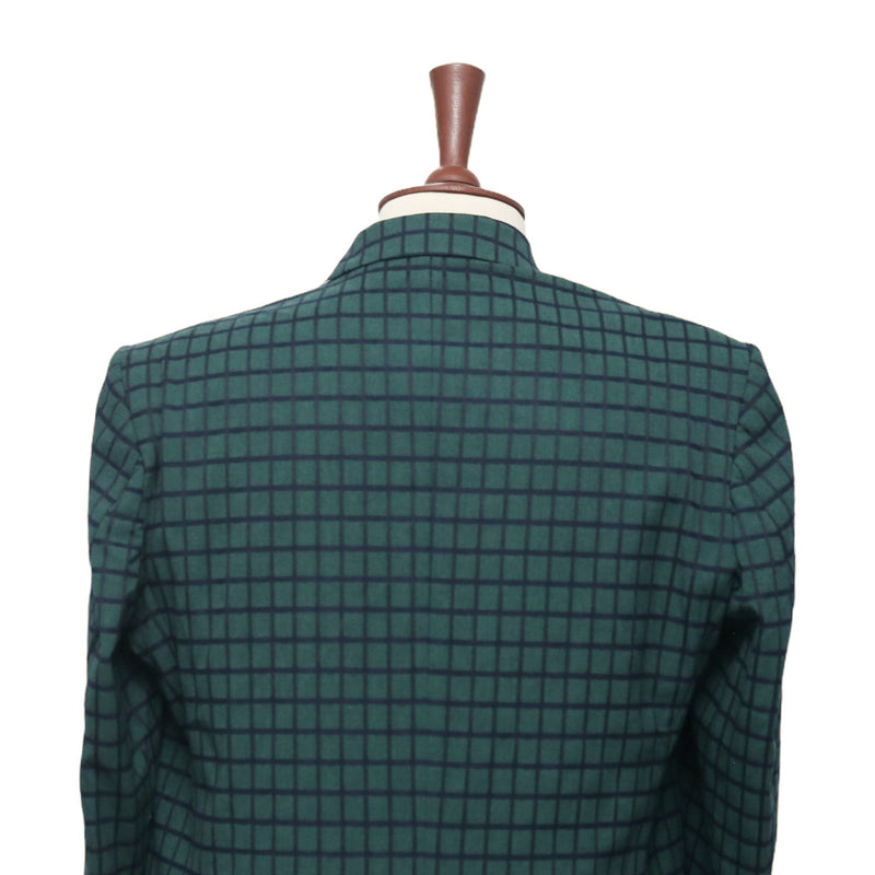 Mens Blazer Green Blue Check Wool 2 Button Dress Formal Suit Jacket Wedding Sport Coat 44R