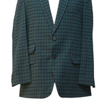 Mens Blazer Green Blue Check Wool 2 Button Dress Formal Suit Jacket Wedding Sport Coat 44R