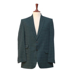 Mens Blazer Green Blue Check Wool 2 Button Dress Formal Suit Jacket Wedding Sport Coat 44R