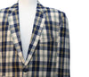 Mens Blazer Blue Beige Yellow Plaid Check Wool Dress Formal Suit Jacket Wedding Sport Coat 46R