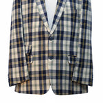 Mens Blazer Blue Beige Yellow Plaid Check Wool Dress Formal Suit Jacket Wedding Sport Coat 46R