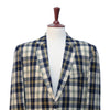 Mens Blazer Blue Beige Yellow Plaid Check Wool Dress Formal Suit Jacket Wedding Sport Coat 46R