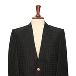 Mens Blazer Black Woven Silk Geometric 2 Button Designer Dress Formal Tuxedo Suit Jacket Wedding Sport Coat 44R