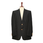 Mens Blazer Black Woven Silk Geometric 2 Button Designer Dress Formal Tuxedo Suit Jacket Wedding Sport Coat 44R