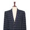 Mens Blazer Navy Blue White Check Wool 2 Button Designer Dress Formal Suit Jacket Sport Coat 44R