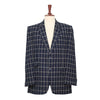 Mens Blazer Navy Blue White Check Wool 2 Button Designer Dress Formal Suit Jacket Sport Coat 44R