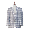 Mens Blazer White Blue Plaid Check Cotton 2 Button Dress Formal Suit Jacket Wedding Sport Coat 46R