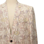Mens Blazer Beige Pink Yellow Floral Cotton 2 Button Dress Formal Suit Jacket Wedding Sport Coat 46R