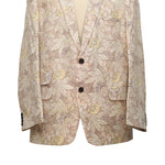 Mens Blazer Beige Pink Yellow Floral Cotton 2 Button Dress Formal Suit Jacket Wedding Sport Coat 46R