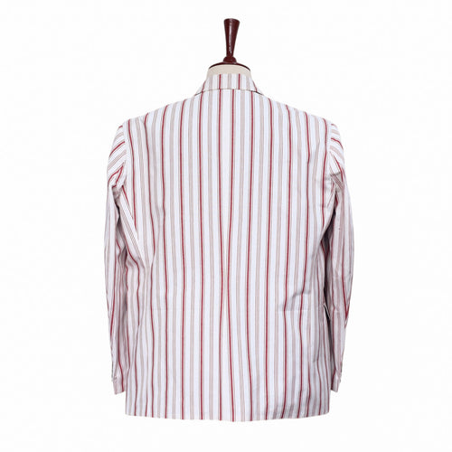 Mens Blazer Red White Striped Cotton Formal Party Jacket Wedding Sport Coat 48R