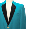 Mens Blazer Turquoise Wool Black Velvet Gold Button Dress Formal Tuxedo Suit Jacket Wedding Sport Coat 44R