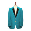 Mens Blazer Turquoise Wool Black Velvet Gold Button Dress Formal Tuxedo Suit Jacket Wedding Sport Coat 44R