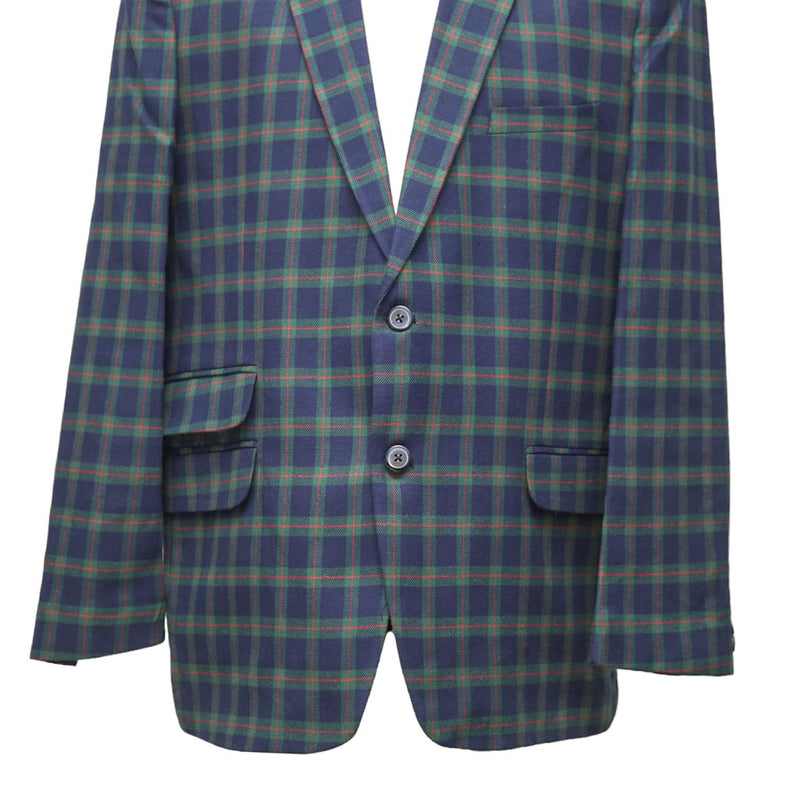 Mens Blazer Blue Green Red Scottish Tartan Plaid Wool 2 Button Dress Suit Formal Jacket Sport Coat 46R