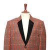 Mens Blazer Orange Brown Plaid Check Wool Velvet 2 Button Dress Formal Tuxedo Suit Jacket Sport Coat 46R