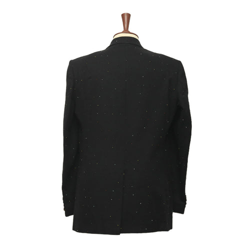 Mens Blazer Black Beads Wool 2 Button Designer Dress Formal Tuxedo Suit Jacket Wedding Sport Coat 44R