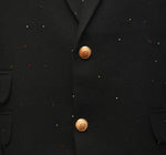 Mens Blazer Black Beads Wool 2 Button Designer Dress Formal Tuxedo Suit Jacket Wedding Sport Coat 44R