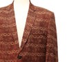 Mens Blazer Brown Beige Abstract Geometric Cotton 2 Button Dress Formal Suit Jacket Sport Coat 46R