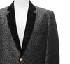 Mens Blazer Black Geometric Silk Velvet Dress Formal Tuxedo Suit Jacket Wedding Sport Coat 46R