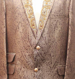 Mens Blazer Gold Geometric Silk Hand Embroidered Dress Formal Tuxedo Suit Jacket Wedding Sport Coat 46R