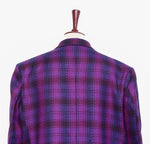 Mens Blazer Purple Blue Plaid Wool Woven Formal Jacket Wedding Sport Coat 48R