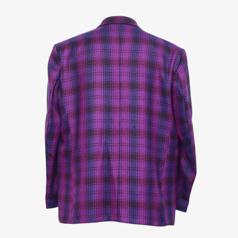 Mens Blazer Purple Blue Plaid Wool Woven Formal Jacket Wedding Sport Coat 48R
