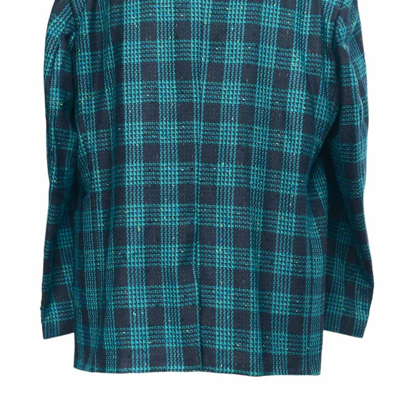 Mens Blazer Blue Green Plaid Wool Dress Formal Jacket Wedding Sport Coat 48R