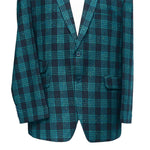 Mens Blazer Blue Green Plaid Wool Dress Formal Jacket Wedding Sport Coat 48R