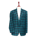 Mens Blazer Blue Green Plaid Wool Dress Formal Jacket Wedding Sport Coat 48R