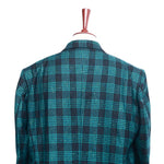 Mens Blazer Blue Green Plaid Wool Dress Formal Jacket Wedding Sport Coat 48R